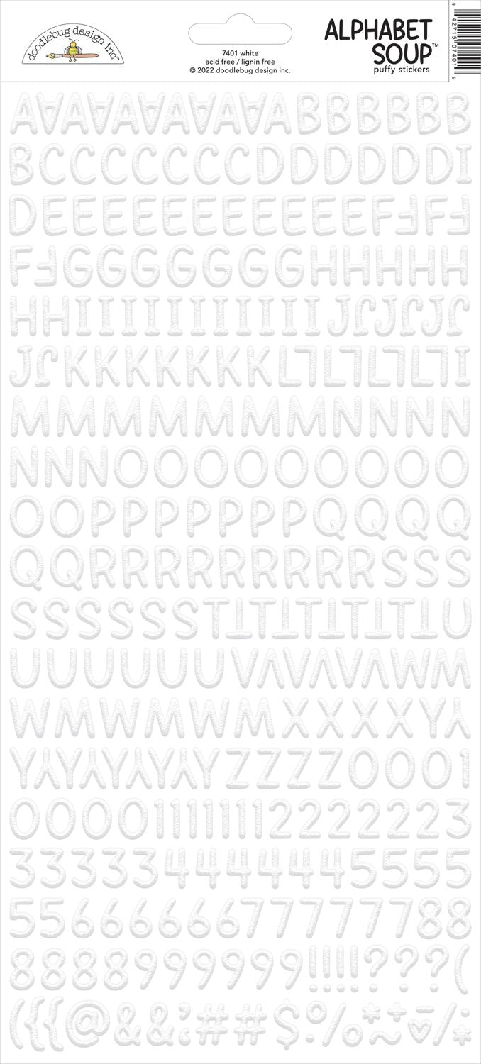 Doodlebug - Alphabet Soup Puffy Stickers - Lily White