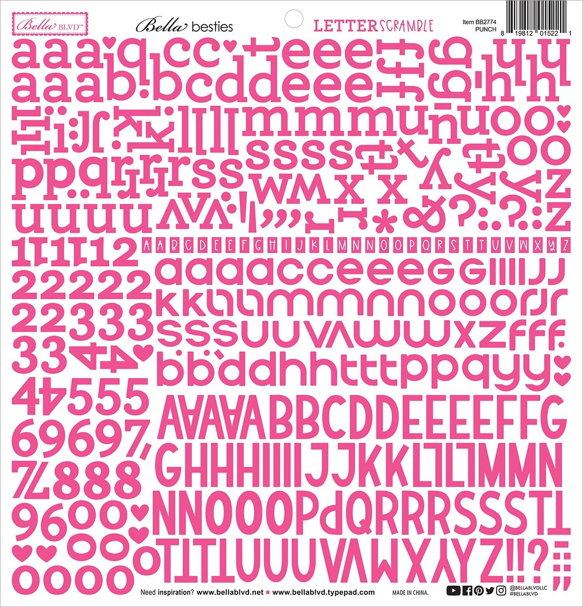 Bella Blvd - Bella Besties Letter Scramble Alpha Stickers - Punch