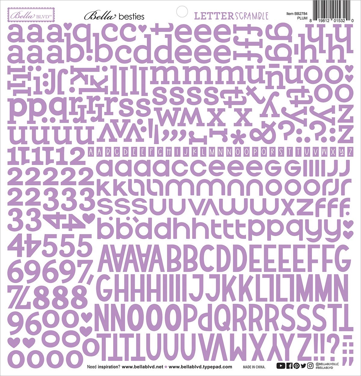 Bella Blvd - Bella Besties Letter Scramble Alpha Stickers - Plum