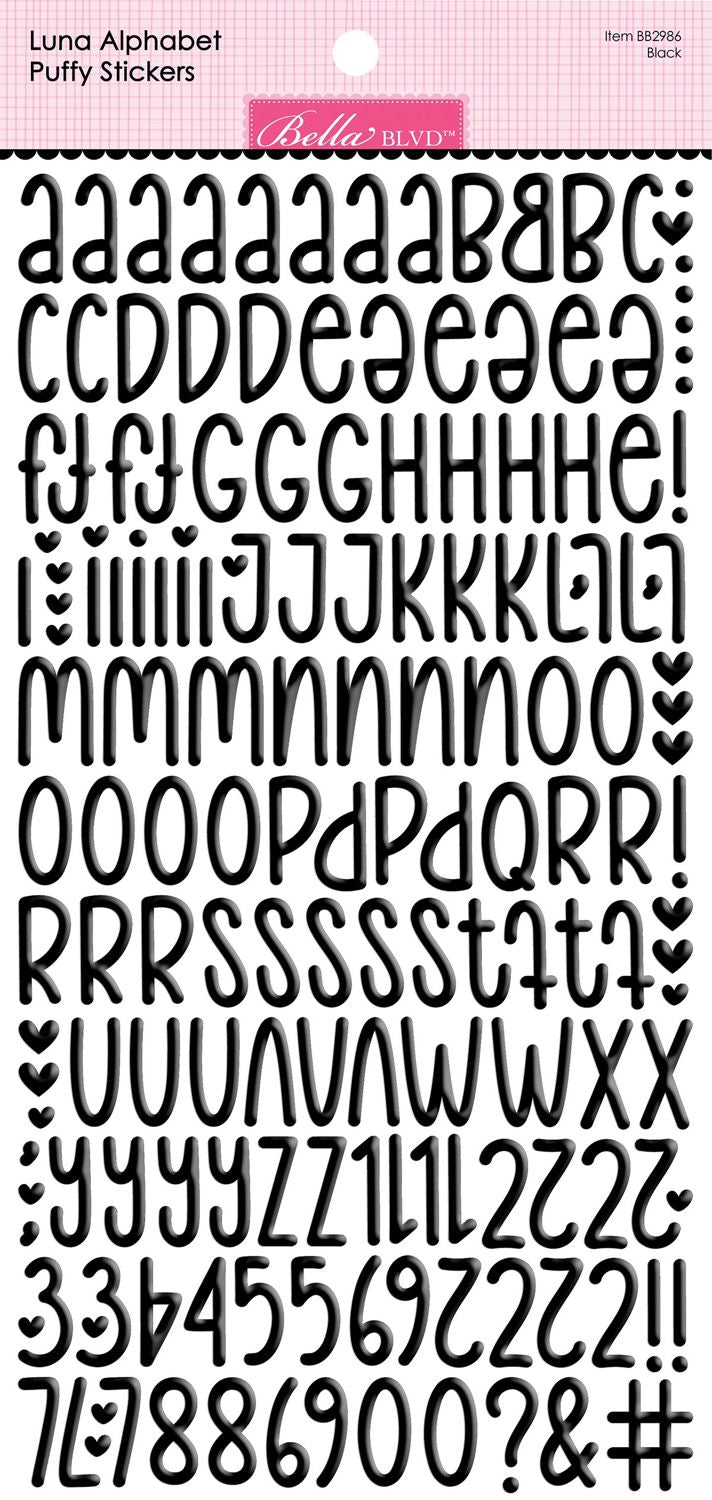 Bella Blvd - Bella Besties Luna Alphabet Puffy Stickers - Black