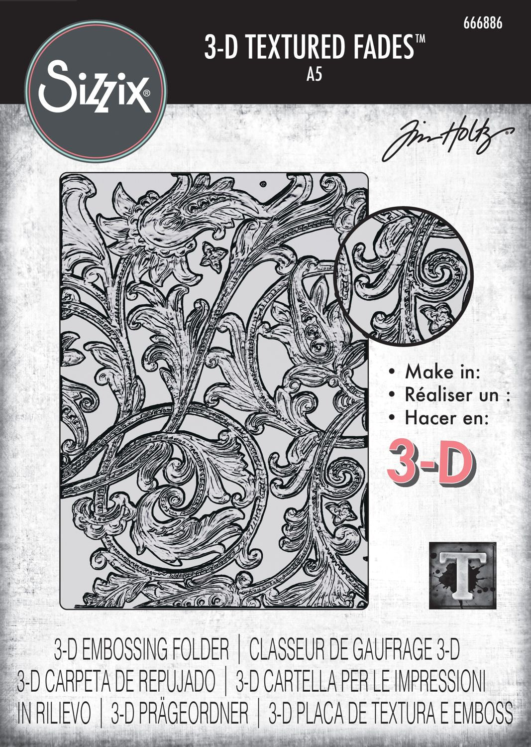 Sizzix - 3D Texture Fades A5 Embossing Folder By Tim Holtz - Entangled