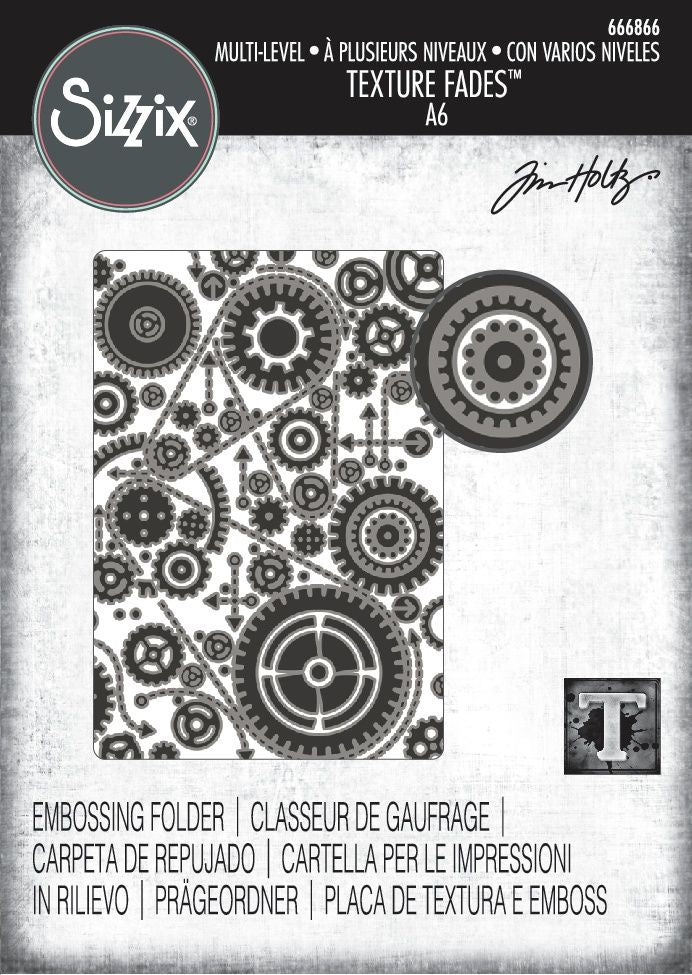 Sizzix - Textured Impressions Embossing Folder by Tim Holtz - Vault Gears
