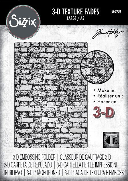Sizzix - 3D Texture Fades A5 Embossing Folder By Tim Holtz - Brickwork
