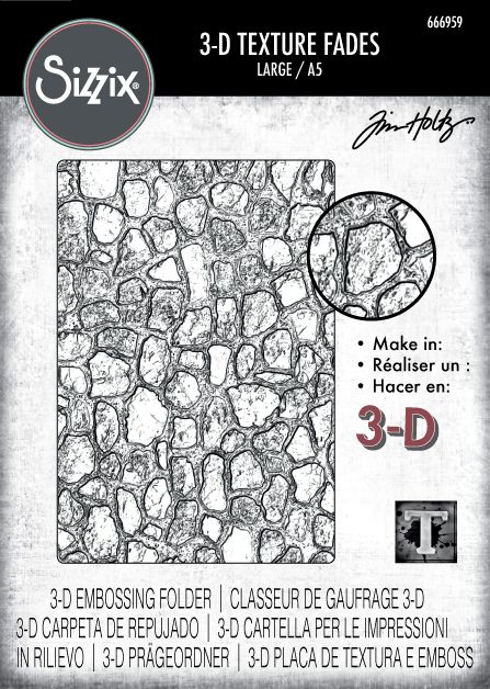 Sizzix - 3D Texture Fades A5 Embossing Folder By Tim Holtz - Cobblestone