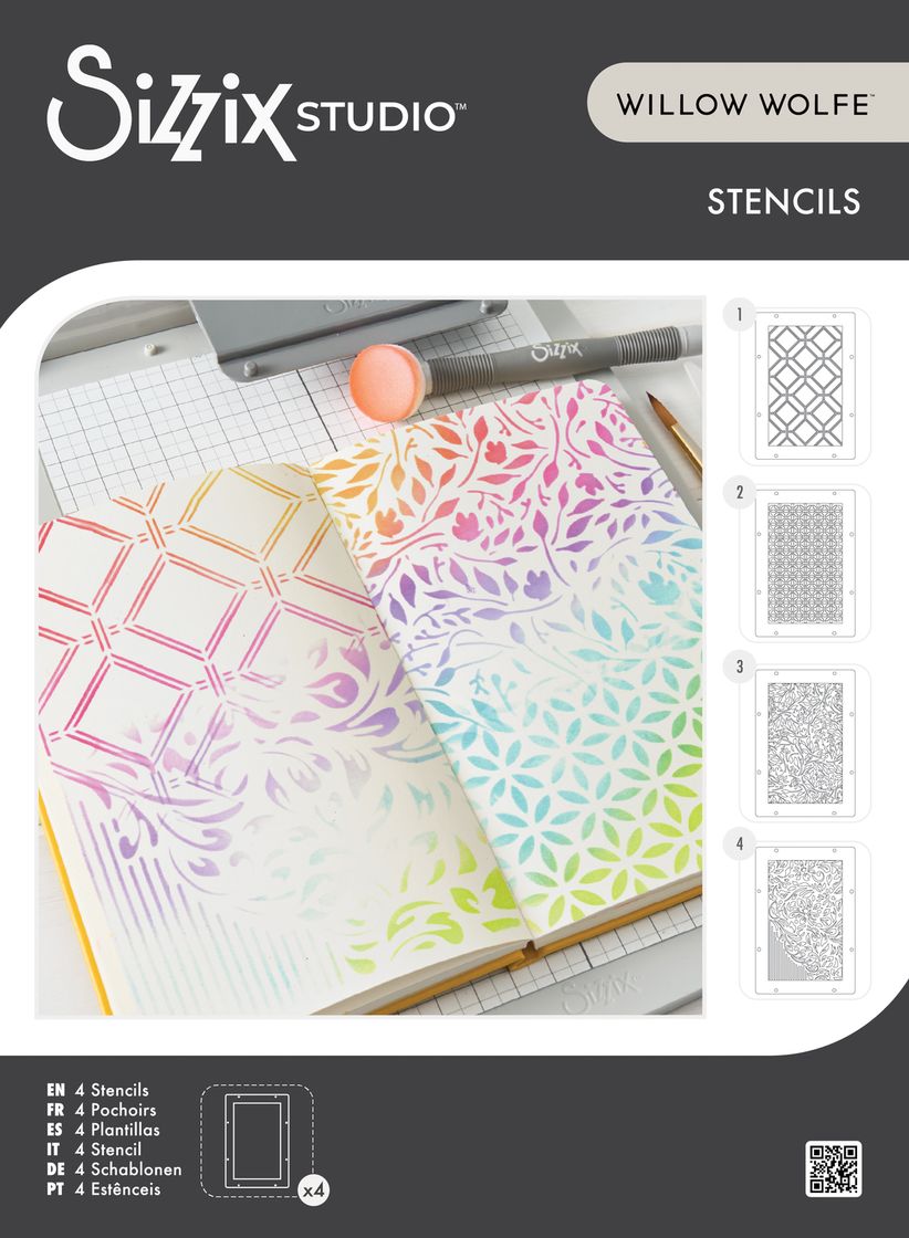 Sizzix - Layered Stencils 4PK Backgrounds by Willow Wolfe