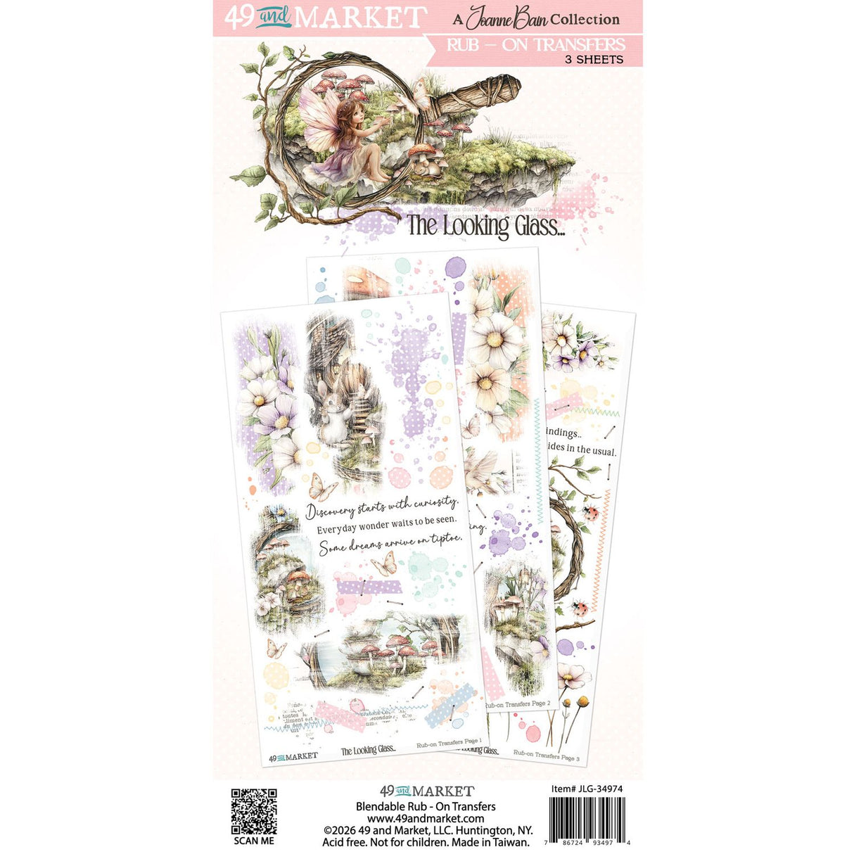 49 And Market - The Looking Glass - Rub-On Transfer Set 6"X12"