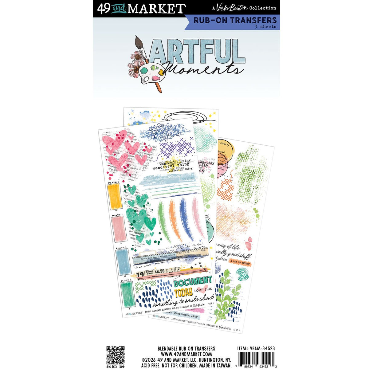 49 And Market - Vicki Boutin - Artful Moments - Rub-On Transfer Set - Blendable