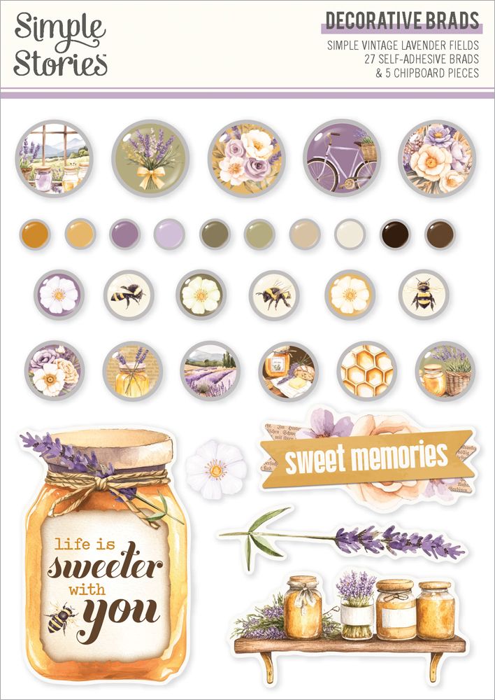 Simple Stories - Simple Vintage Lavender Fields - Adhesive Brads