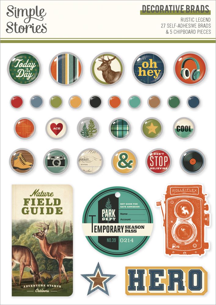 Simple Stories - Rustic Legend - Adhesive Brads