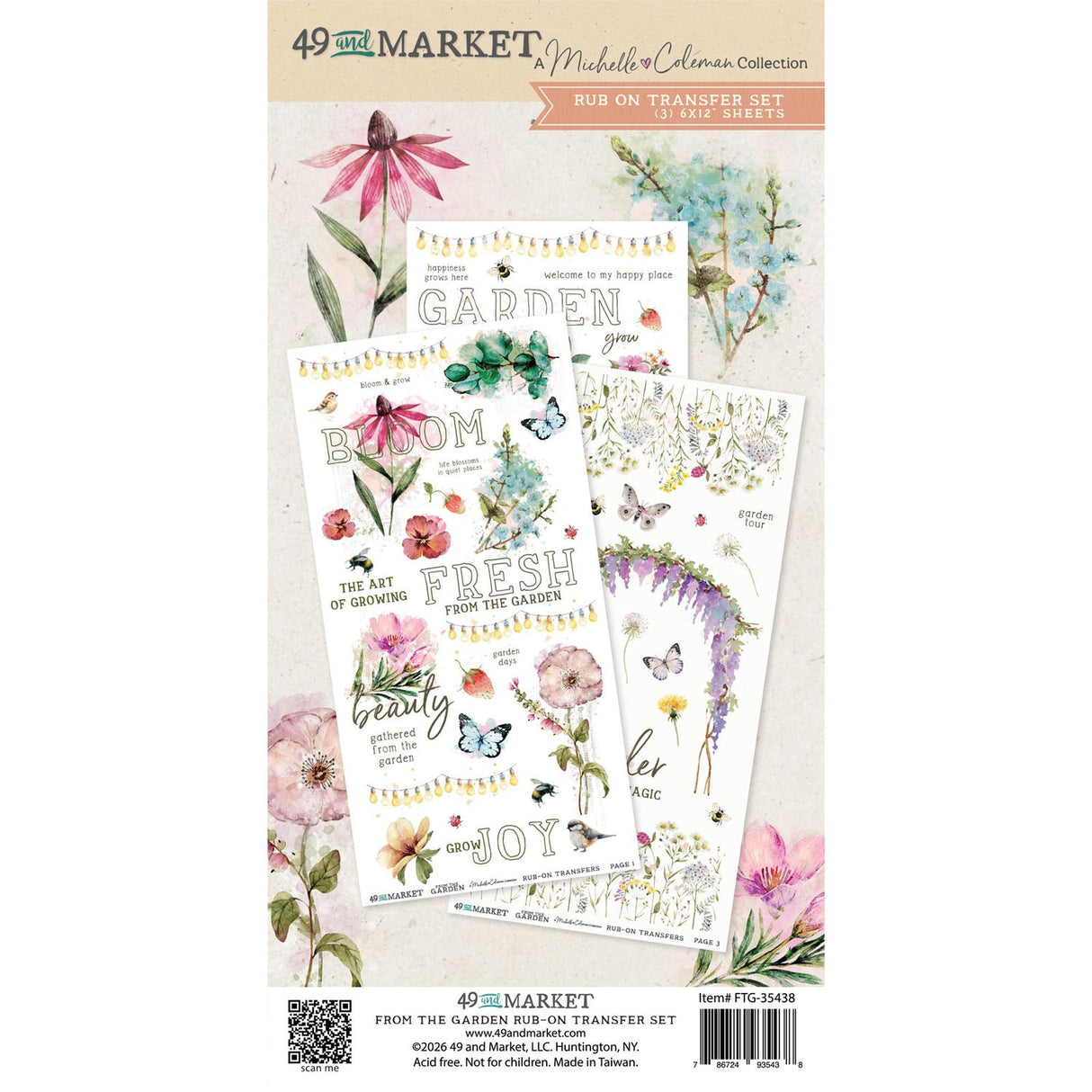 49 And Market - From the Garden - Rub-On Transfer Set