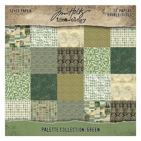 Tim Holtz - Advantus - Idea-ology Double- Sided Cardstock 12"X12" - Palette Collection: Green