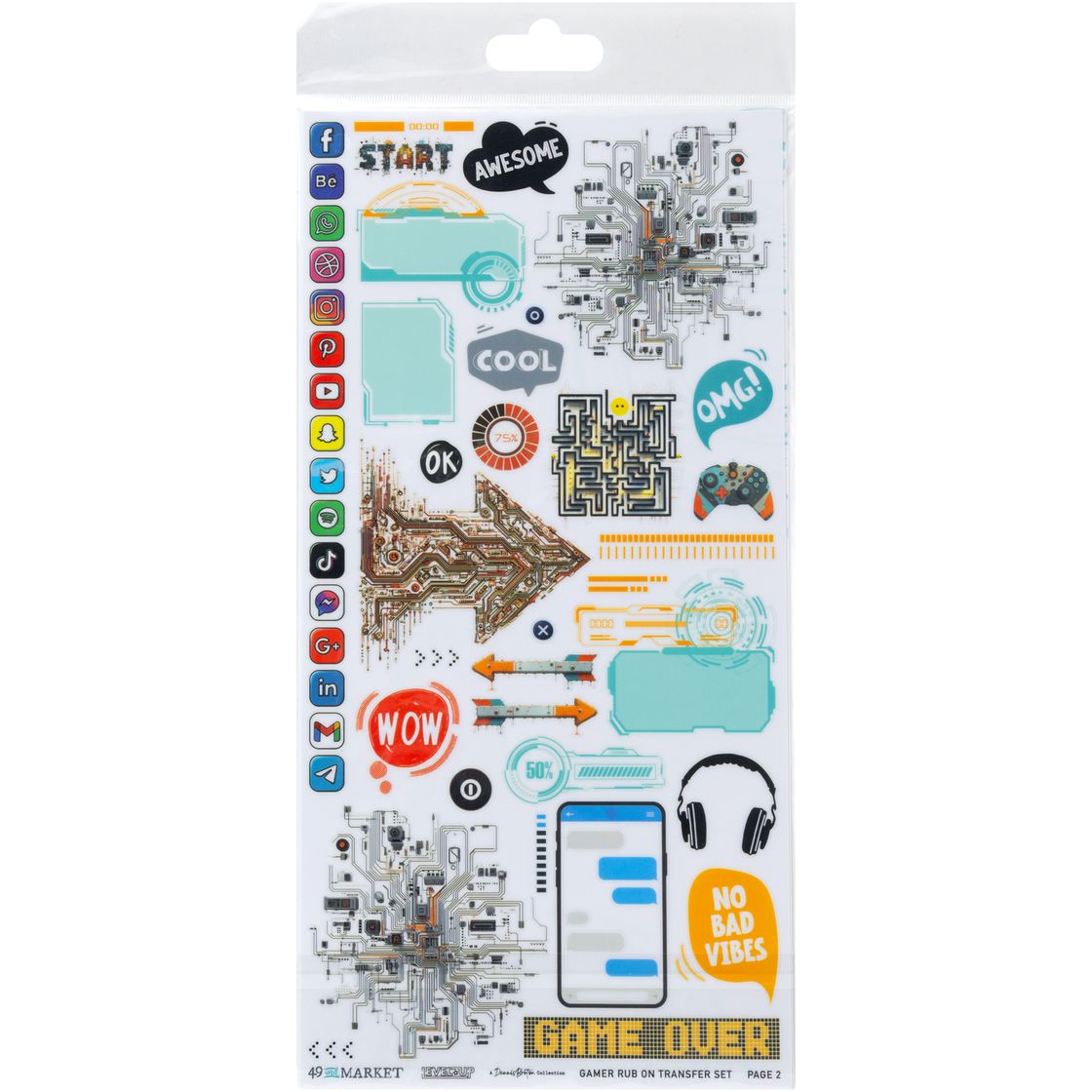 49 And Market - Level Up - Rub-On Transfer Set - Gamer