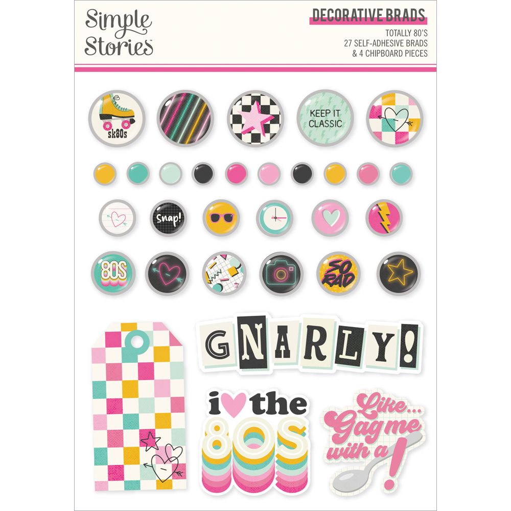 ***Pre-Order*** Simple Stories - Totally 80's - Decorative Brads