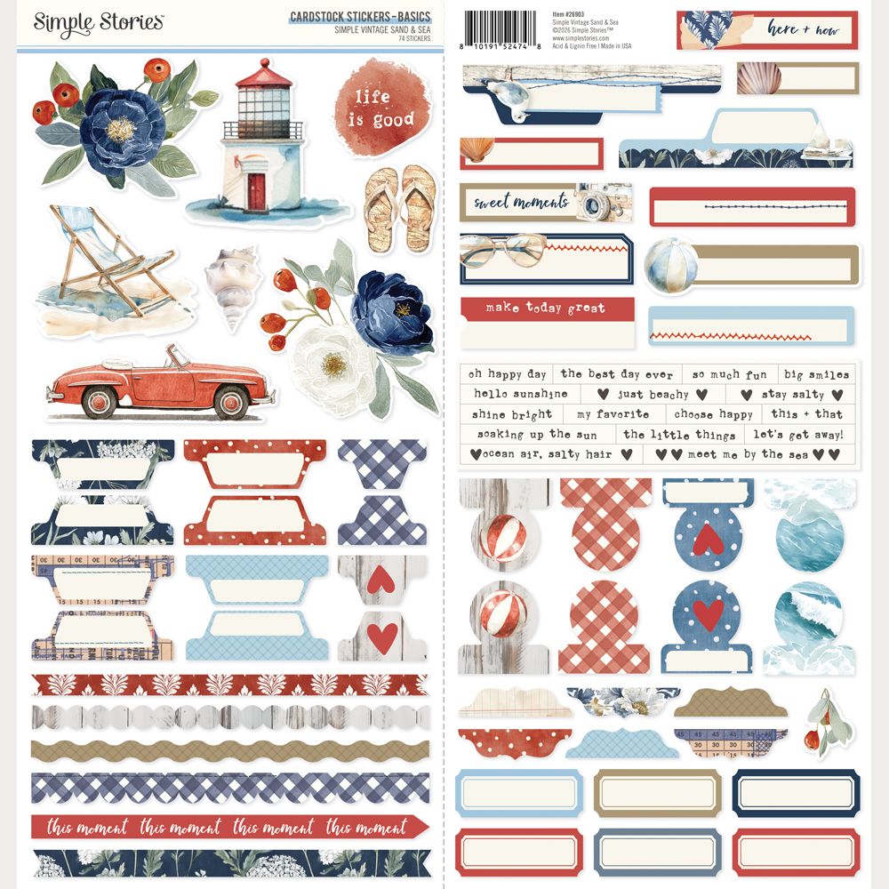 ***Pre-Order*** Simple Stories - Simple Vintage Sand & Sea - Cardstock Stickers Basics