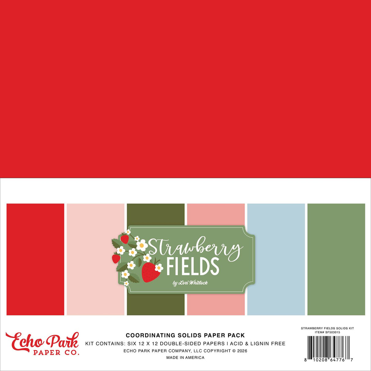 Echo Park - Strawberry Fields - Solids Kit 12"X12"