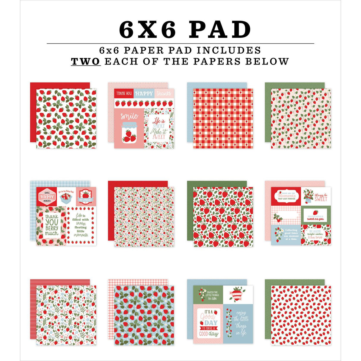 ***Pre-Order*** Echo Park - Strawberry Fields - Double-Sided Paper Pad 6"X6"
