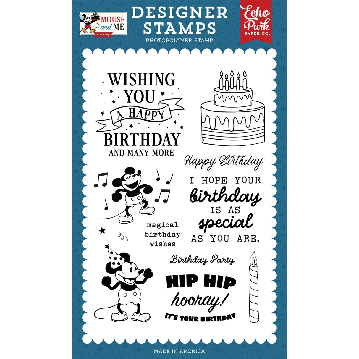 ***Pre-Order*** Echo Park - Mouse and Me Birthday - Stamp Set - Birthday Party Mouse