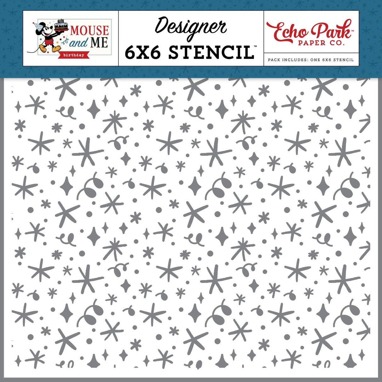 ***Pre-Order*** Echo Park - Mouse and Me Birthday - Stencil 6"X6" - Sparkles And Surprises