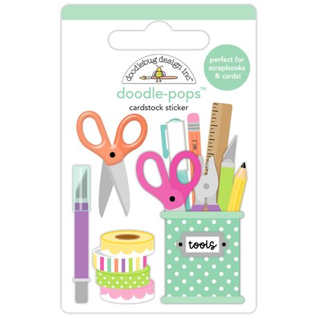 ***Pre-Order*** Doodlebug - Color Me Crafty - Doodle-Pops 3D Stickers - Tools of the Trade