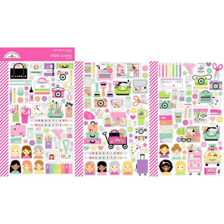 ***Pre-Order*** Doodlebug - Color Me Crafty - Mini Icon Stickers