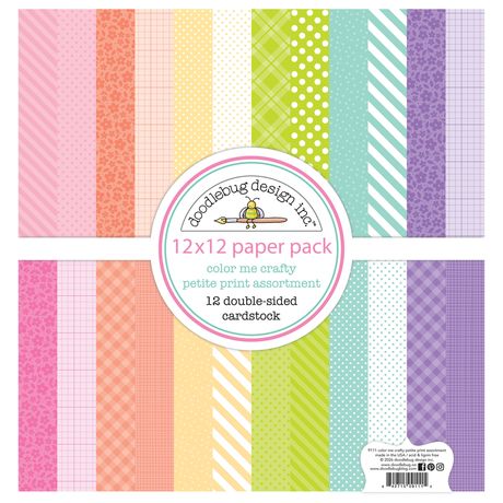 ***Pre-Order*** Doodlebug - Color Me Crafty - Petite Prints Double-Sided Cardstock 12"X12"
