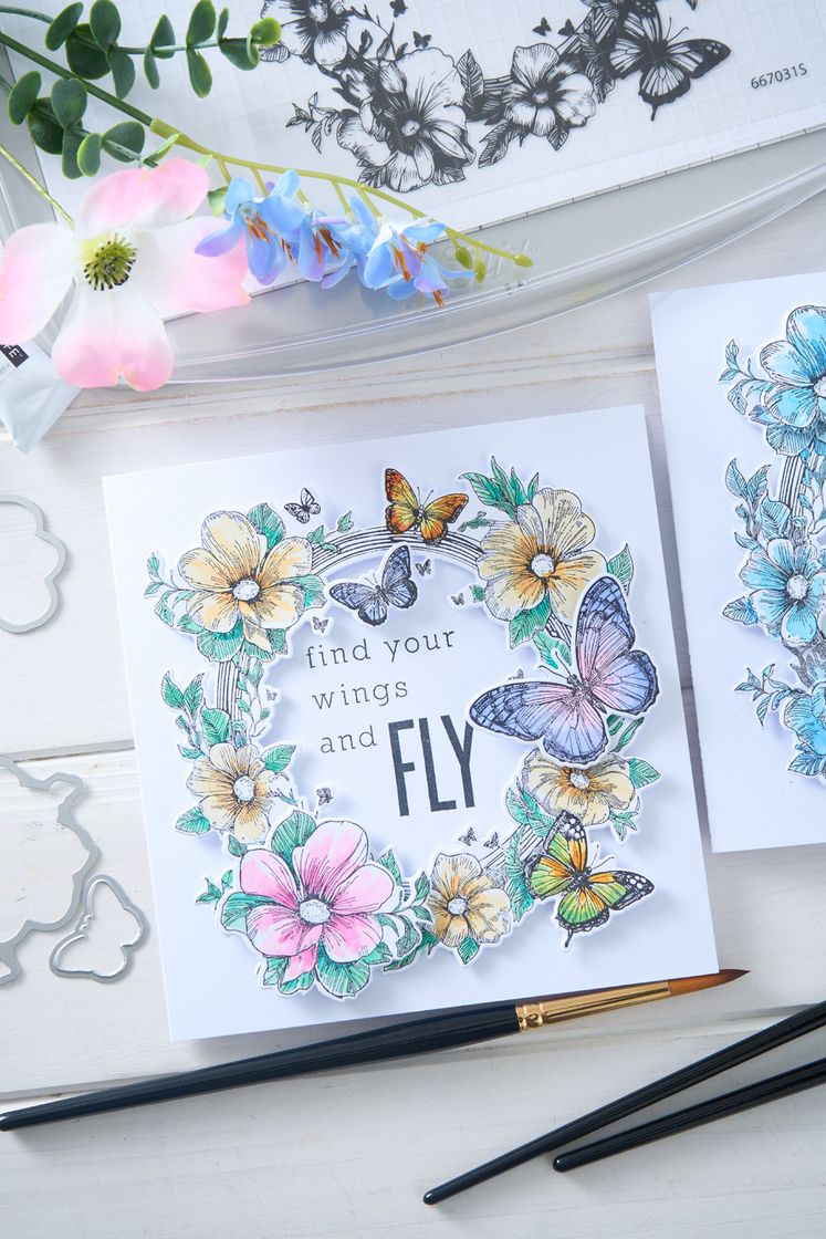 Sizzix - Clear Stamps Set 6PK w/10PK Framelits Artful Blooms by Willow Wolfe