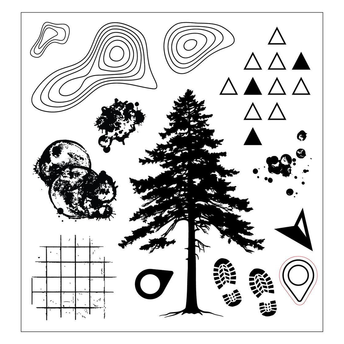 Sizzix - Clear Stamps Set 13PK w/1PK Stencils Set Outdoor Essentials by 49 and Market