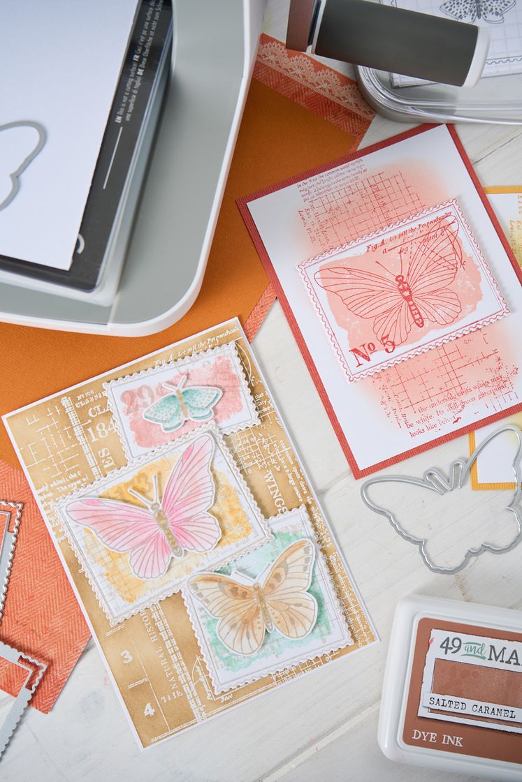 Sizzix - Clear Stamps Set 11PK w/10PK Framelit Dies Postage Wings by 49 and Market