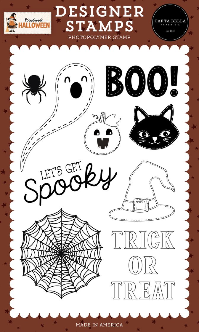 ***Pre-Order*** Carta Bella - Handmade Halloween - Stamp Set - Stitched Ghost