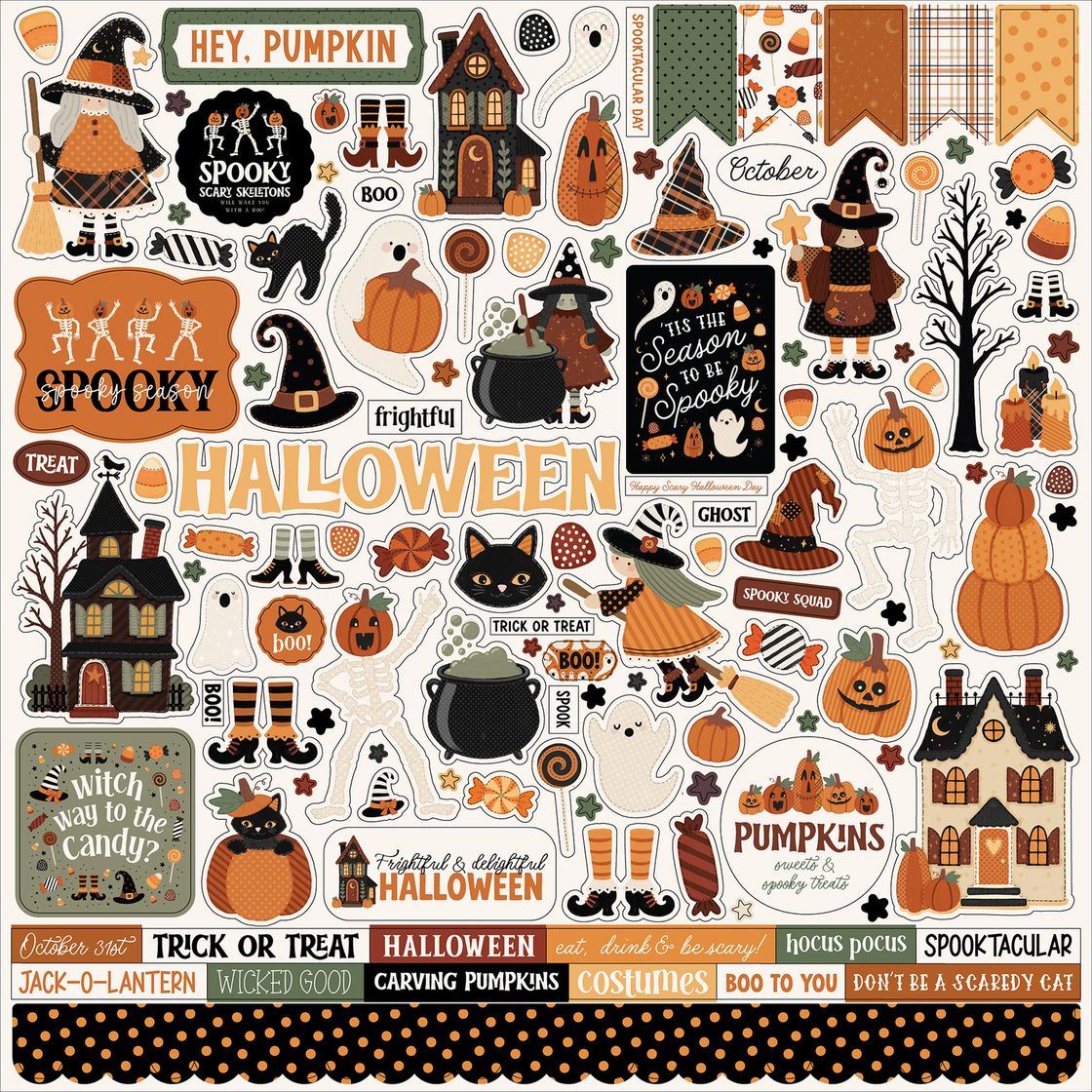 ***Pre-Order*** Carta Bella - Handmade Halloween - Cardstock Stickers 12"X12"