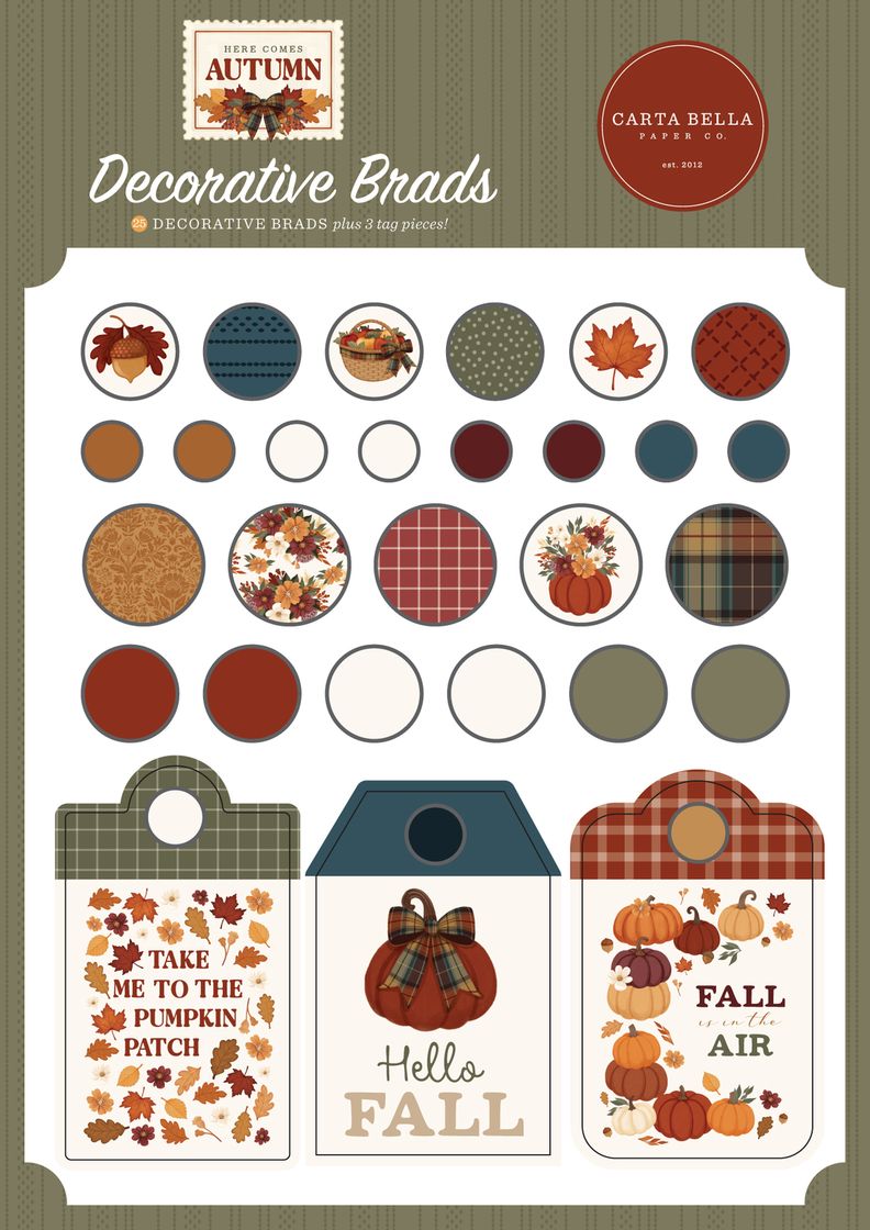 ***Pre-Order*** Carta Bella - Here Comes Autumn - Decorative Brads