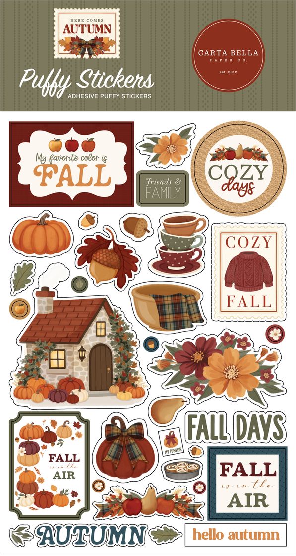***Pre-Order*** Carta Bella - Here Comes Autumn - Puffy Stickers