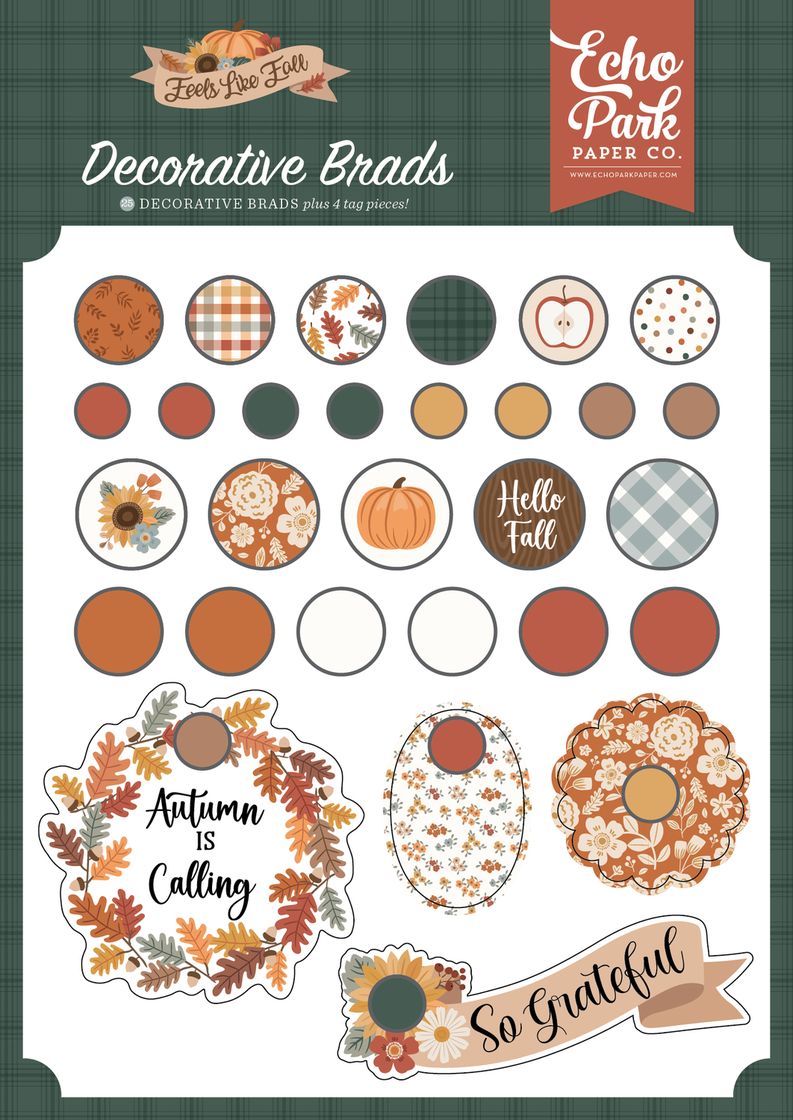 ***Pre-Order*** Echo Park - Feels Like Fall - Decorative Brads