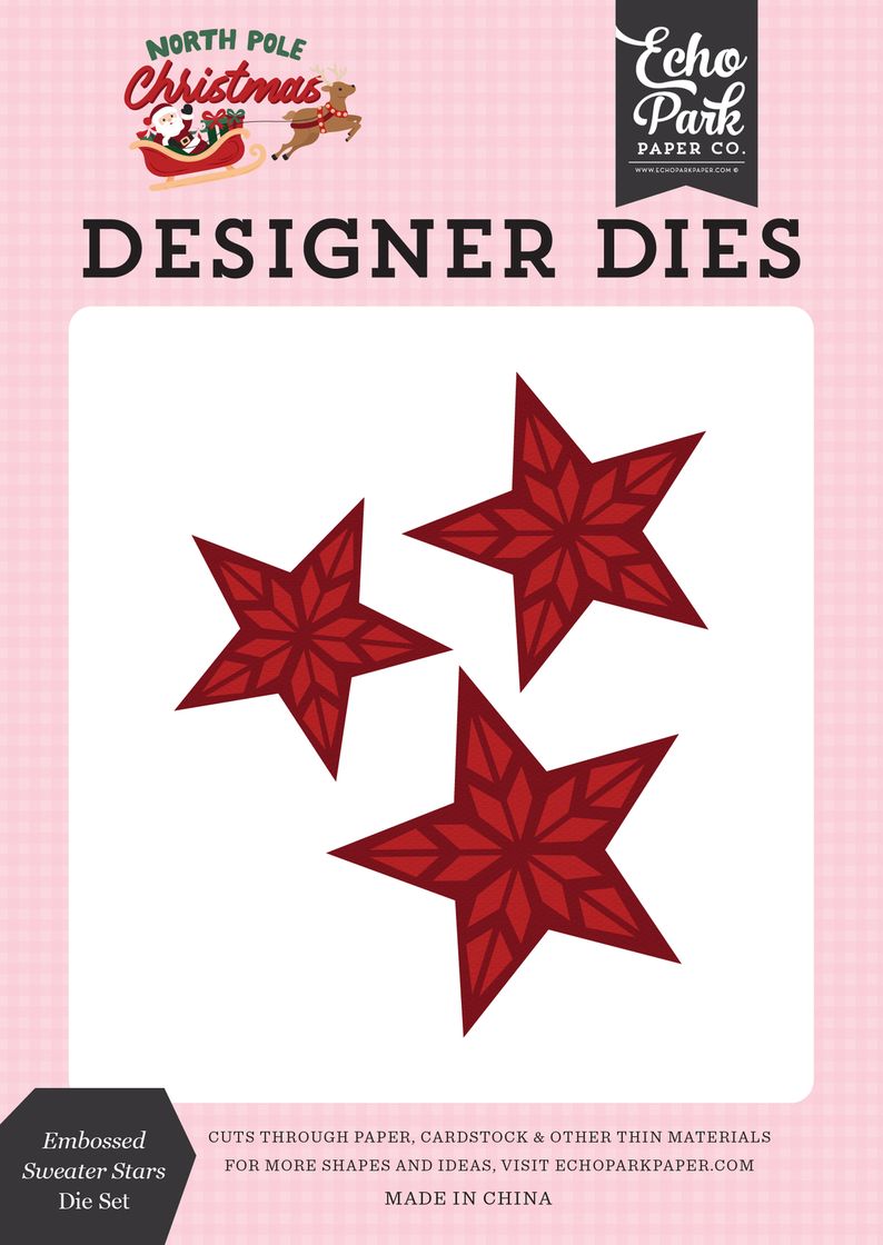 ***Pre-Order*** Echo Park - North Pole Christmas - Embossed Sweater Stars Die Set