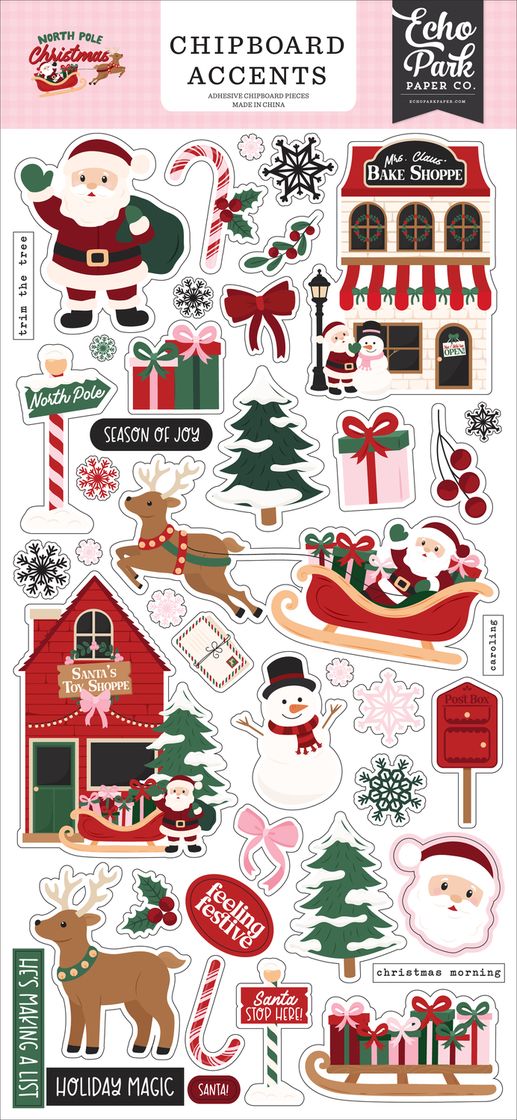 ***Pre-Order*** Echo Park - North Pole Christmas - 6x13 Chipboard Accents