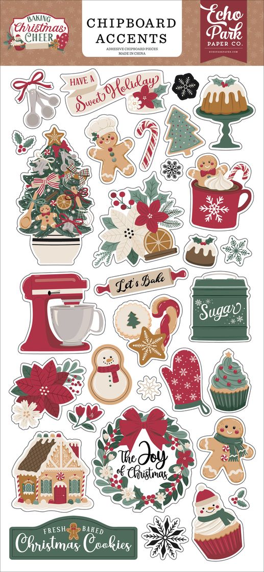 ***Pre-Order*** Echo Park - Baking Christmas Cheer - 6x13 Chipboard Accents