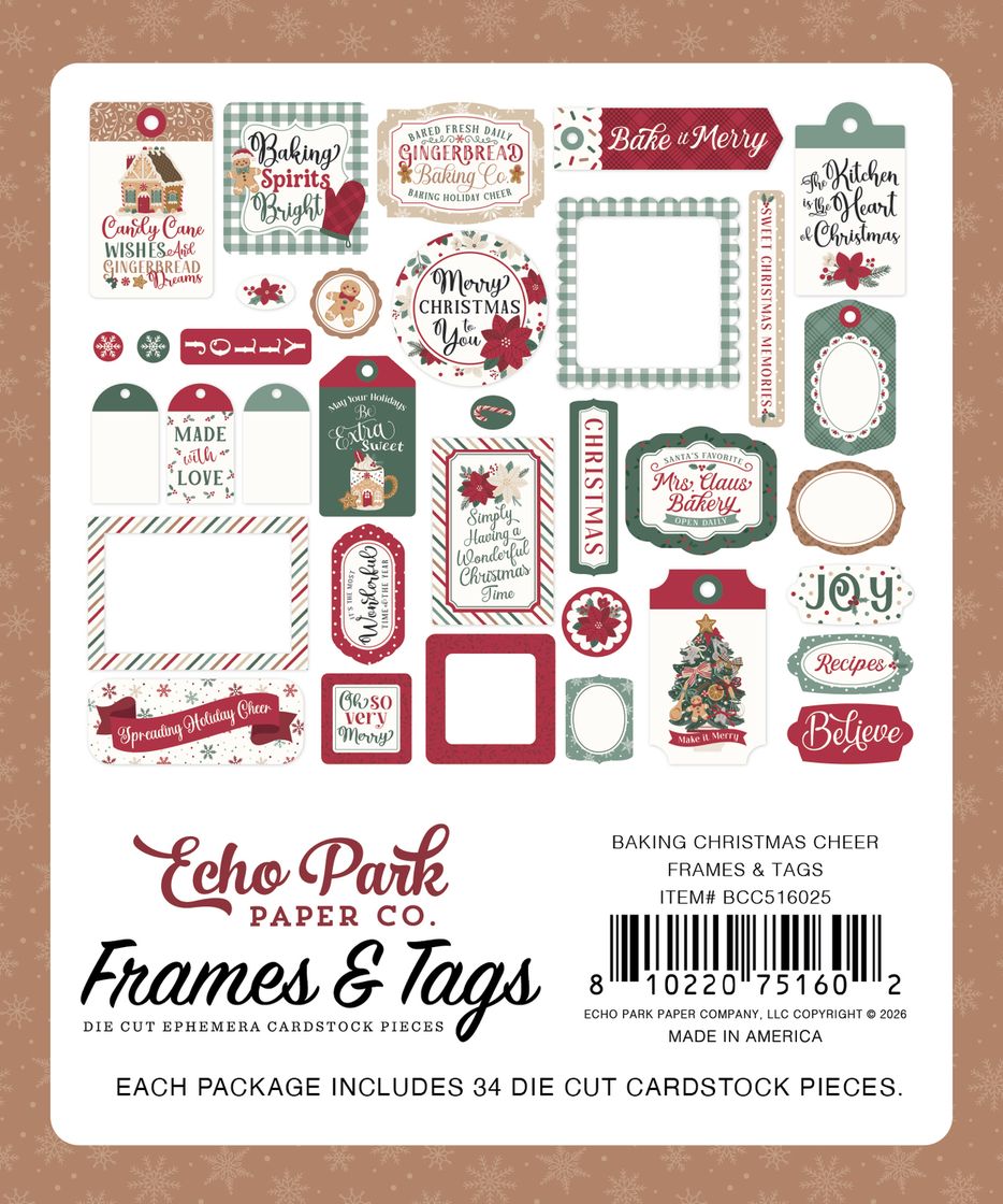 ***Pre-Order*** Echo Park - Baking Christmas Cheer - Frames & Tags