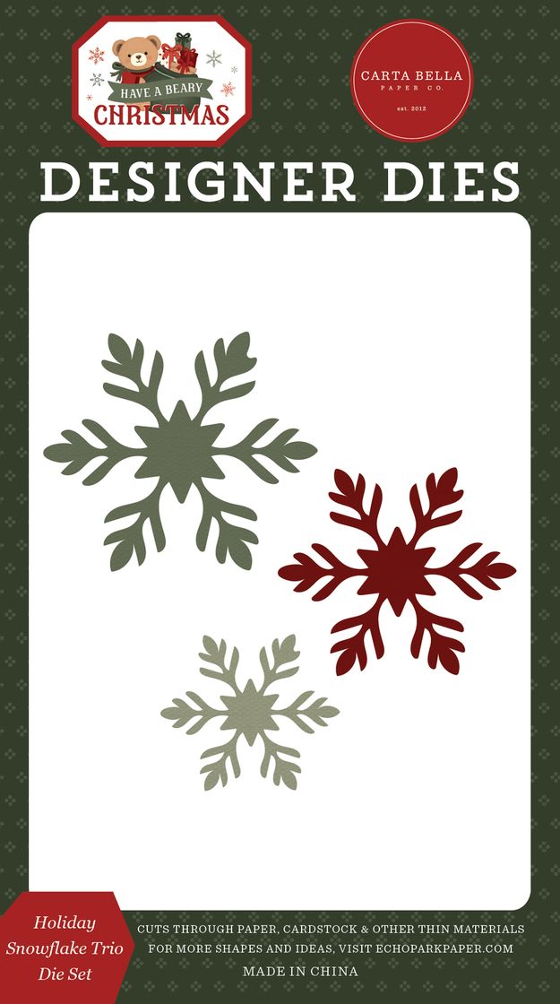 ***Pre-Order*** Carta Bella - Have A Beary Christmas - Holiday Snowflake Trio Die Set