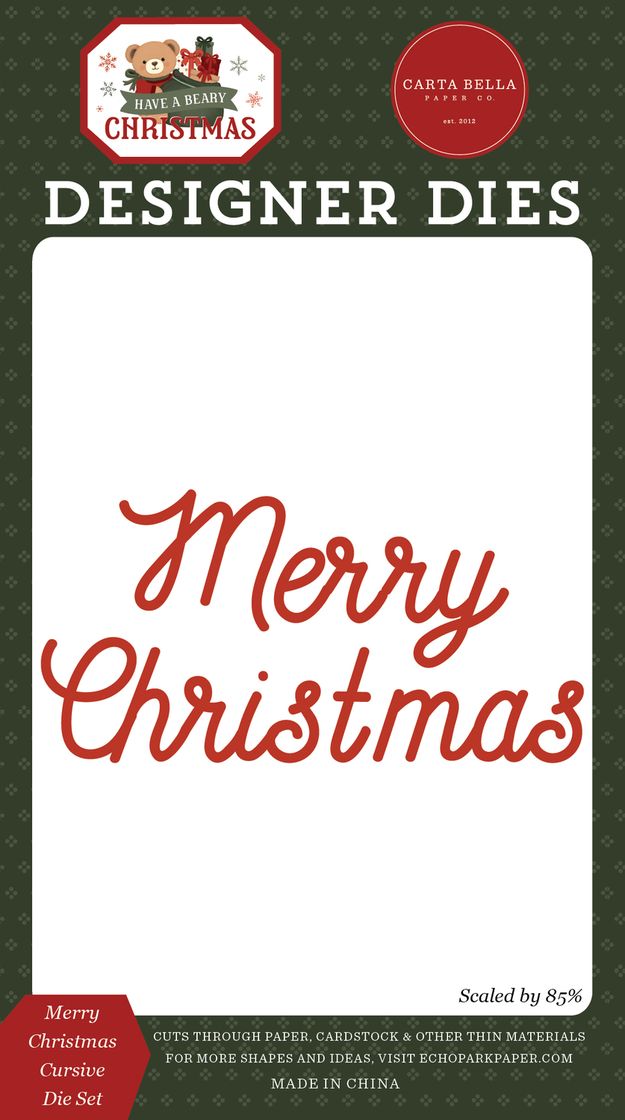 ***Pre-Order*** Carta Bella - Have A Beary Christmas - Merry Christmas Cursive Die Set