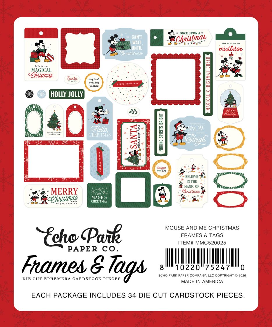 ***Pre-Order*** Echo Park - Mouse And Me Christmas - Frames & Tags