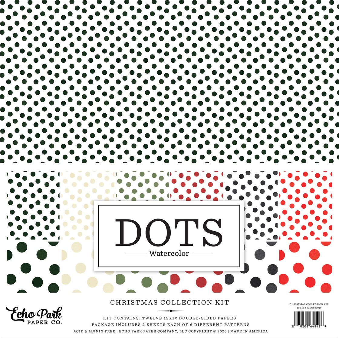 ***Pre-Order*** Echo Park - Watercolor Polka Dots - Christmas - Collection Kit