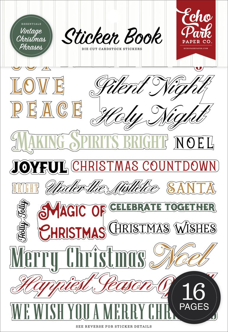 ***Pre-Order*** Echo Park - Essentials - Sticker Book - Phrases - Vintage Christmas