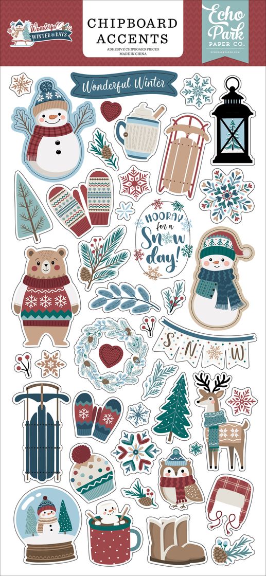 ***Pre-Order*** Echo Park - Wonderful Winter Days - 6x13 Chipboard Accents