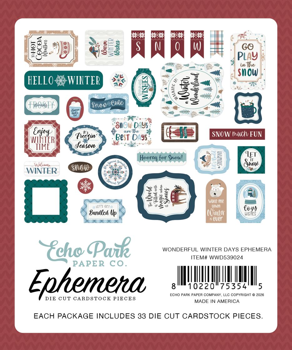 ***Pre-Order*** Echo Park - Wonderful Winter Days - Ephemera