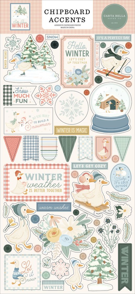 ***Pre-Order*** Carta Bella - Silly Goose Winter - 6x13 Chipboard Accents