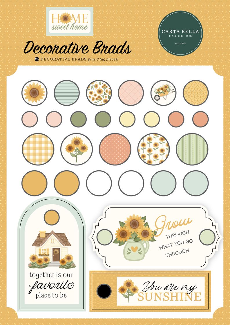 ***Pre-Order*** Carta Bella - Home Sweet Home - Decorative Brads