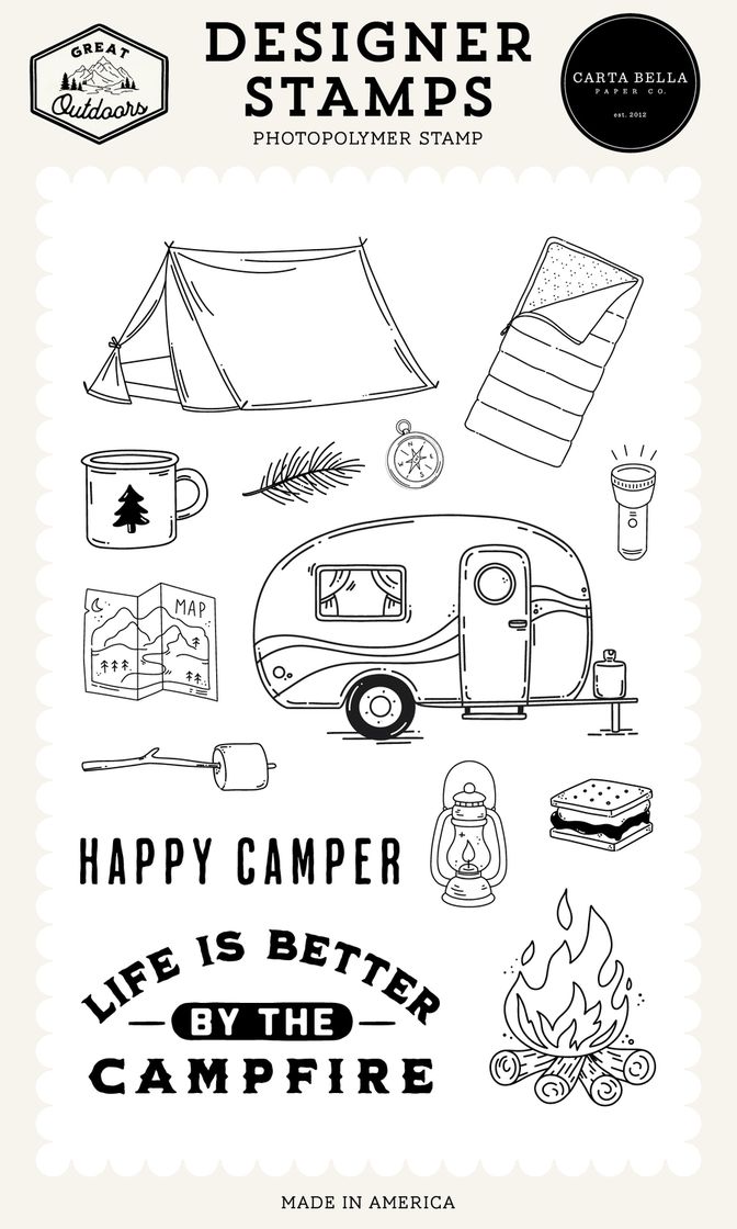 ***Pre-Order*** Carta Bella - Great Outdoors - Camping Icons Stamp Set