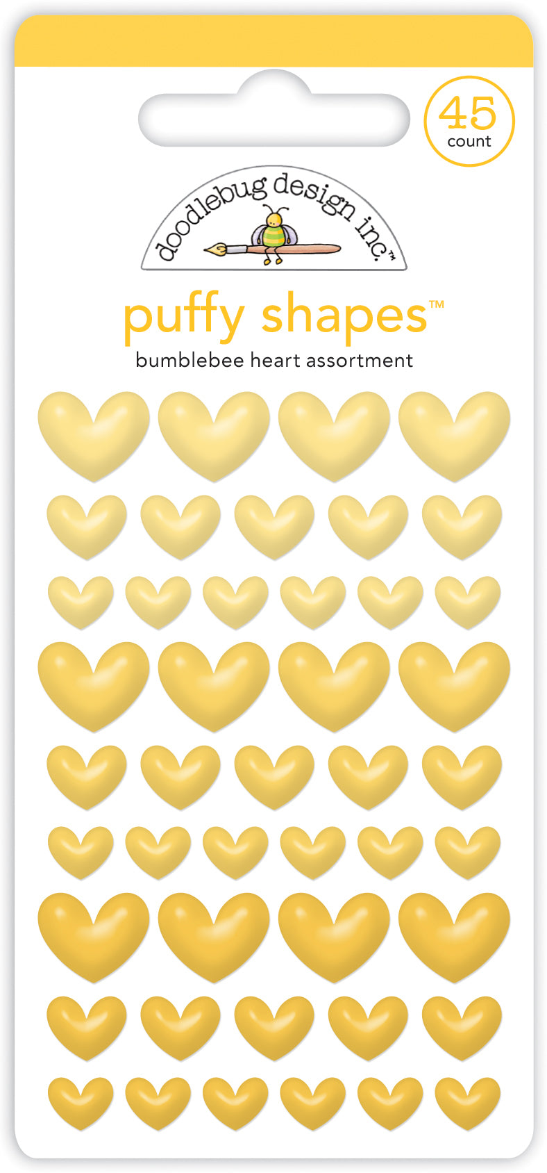 Doodlebug - Heart Puffy Shapes - Bumblebee