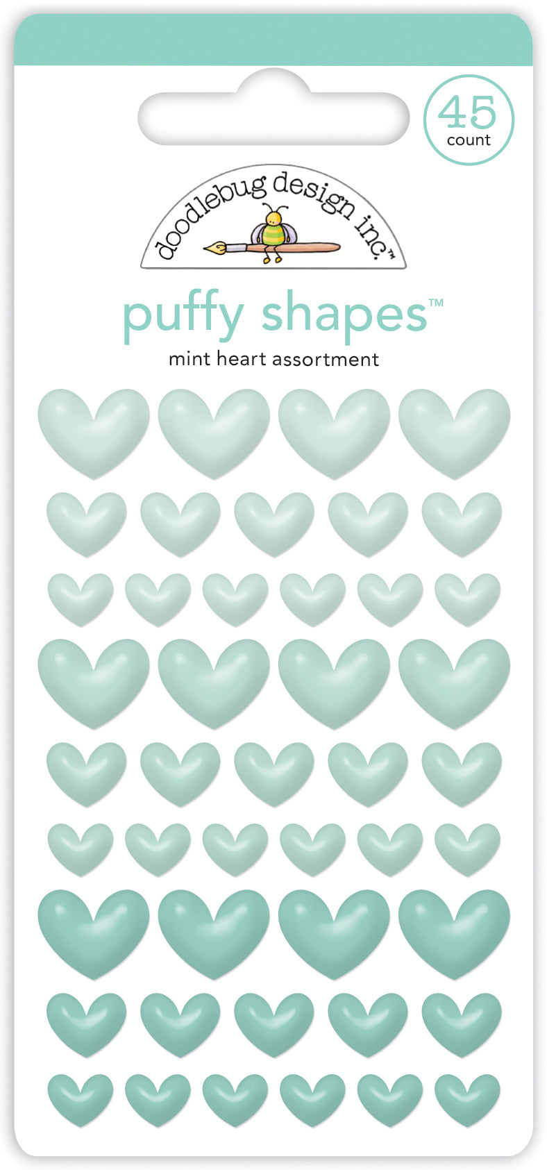 Doodlebug - Heart Puffy Shapes - Mint