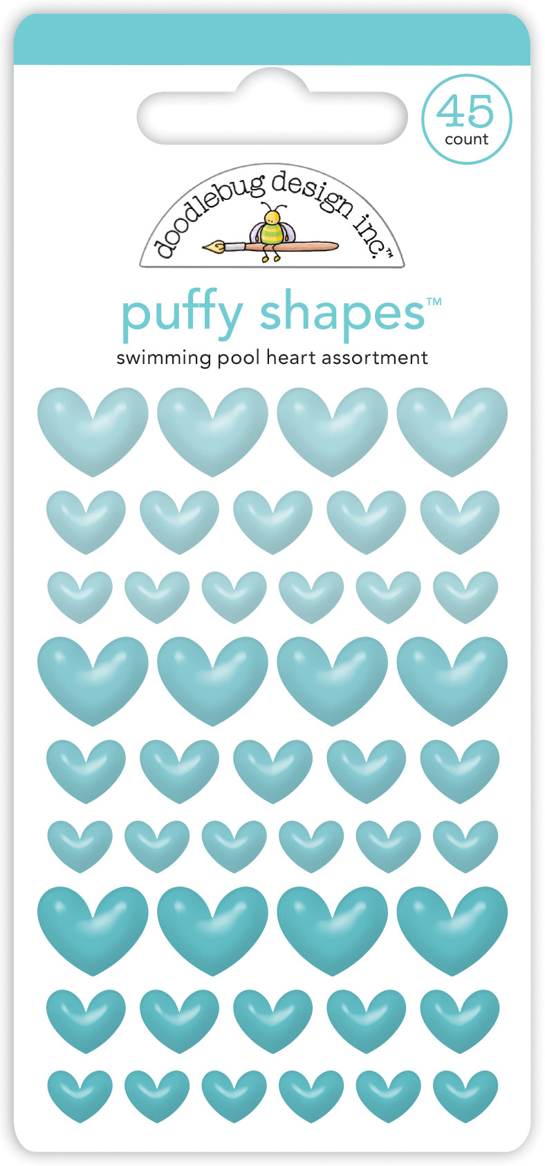 Doodlebug - Heart Puffy Shapes - Swimming Pool
